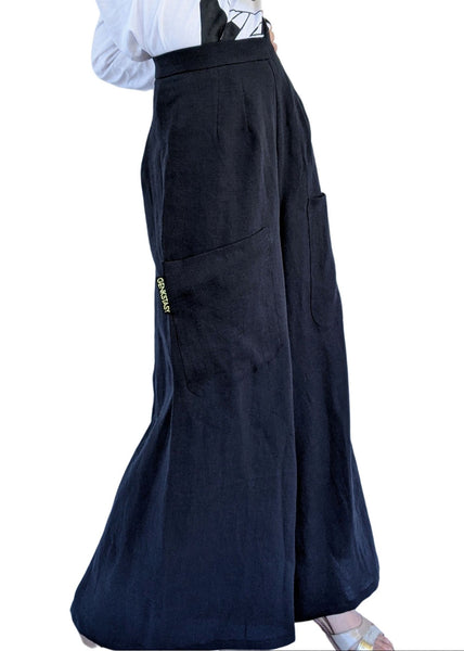 JEN PANT LINEN BLACK 270gsm