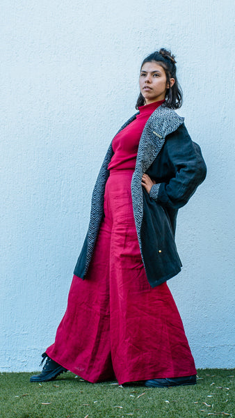 Fierce Peace Linen Jacket by Genkstasy. Oversized ethically made linen jacket. Linen jacket with vintage zebra print cordurouy.
