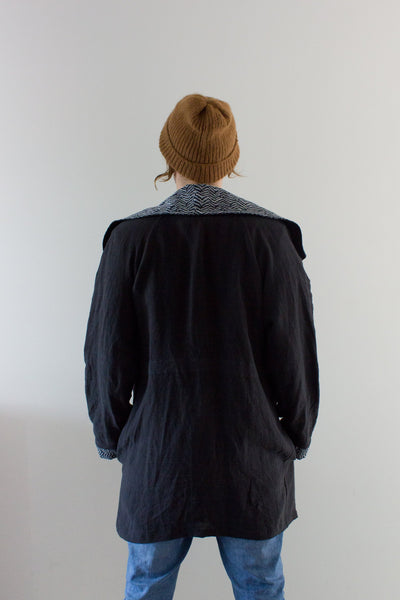 Fierce Peace Linen Jacket by Genkstasy. Oversized ethically made linen jacket. Linen jacket with vintage zebra print cordurouy.