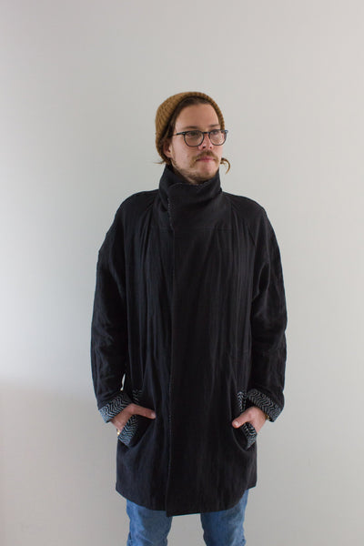 Fierce Peace Linen Jacket by Genkstasy. Oversized ethically made linen jacket. Linen jacket with vintage zebra print cordurouy.