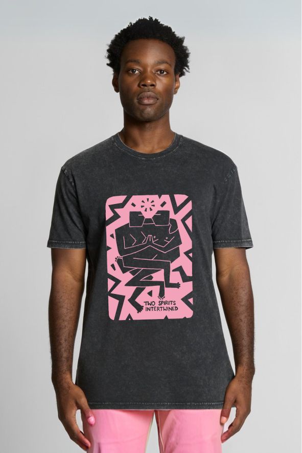'TWO SPIRITS' STONE WASH TEE