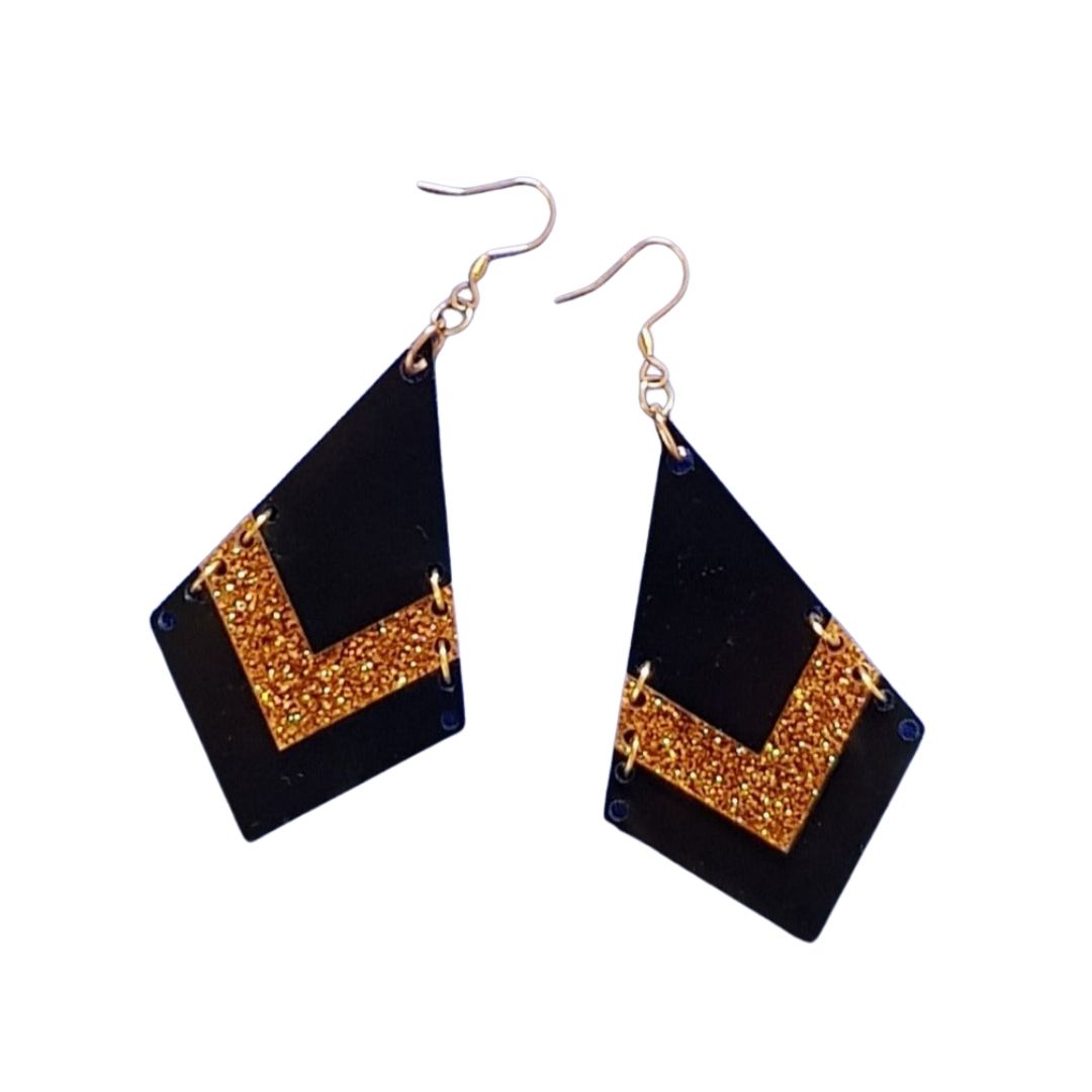 BLACK AND GOLD EARRINGS