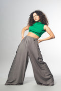 Grey Palazzo Pant Wide Legged Pant