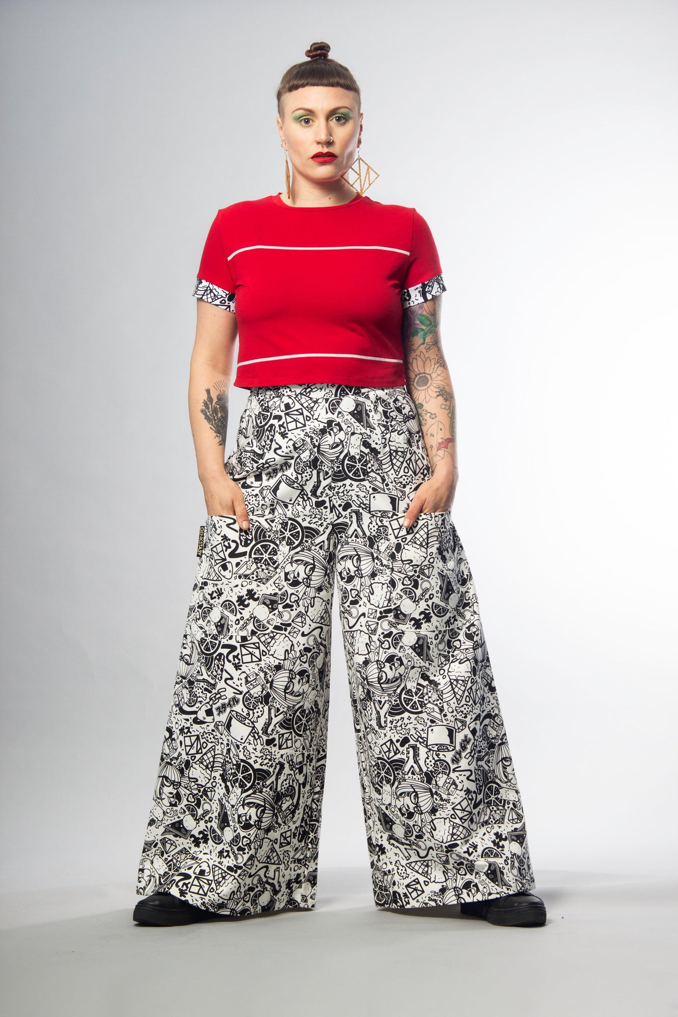 JEN PANT in GNK x CHERIE BUTTONS PRINT