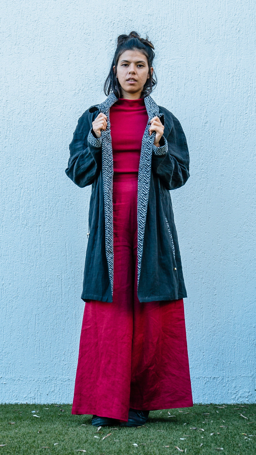  Fierce Peace Linen Jacket by Genkstasy. Oversized ethically made linen jacket. Linen jacket with vintage zebra print cordurouy.